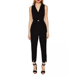 Ted Baker Kleea V-Neck Crisscross Cut Out Black Jumpsuit Size 0